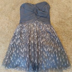 Cache Tulle Cocktail Dress Charcoal Grey 2
